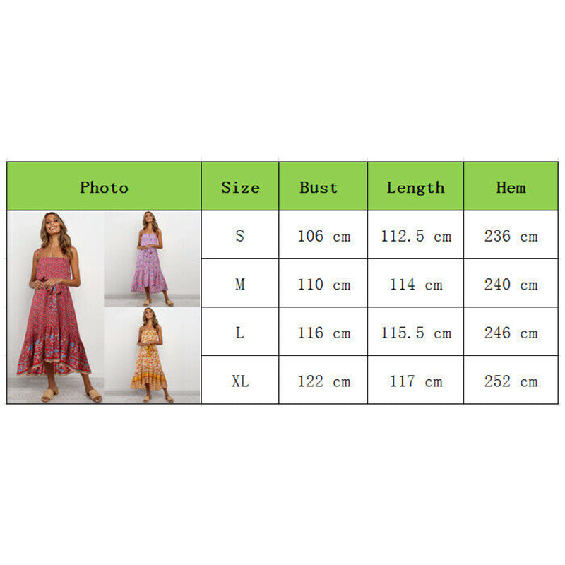 Boho Dress Floral Long Maxi Dresses For Women Beach Sundress - SixtyKey new model design Dubai fashion style 2021 best price