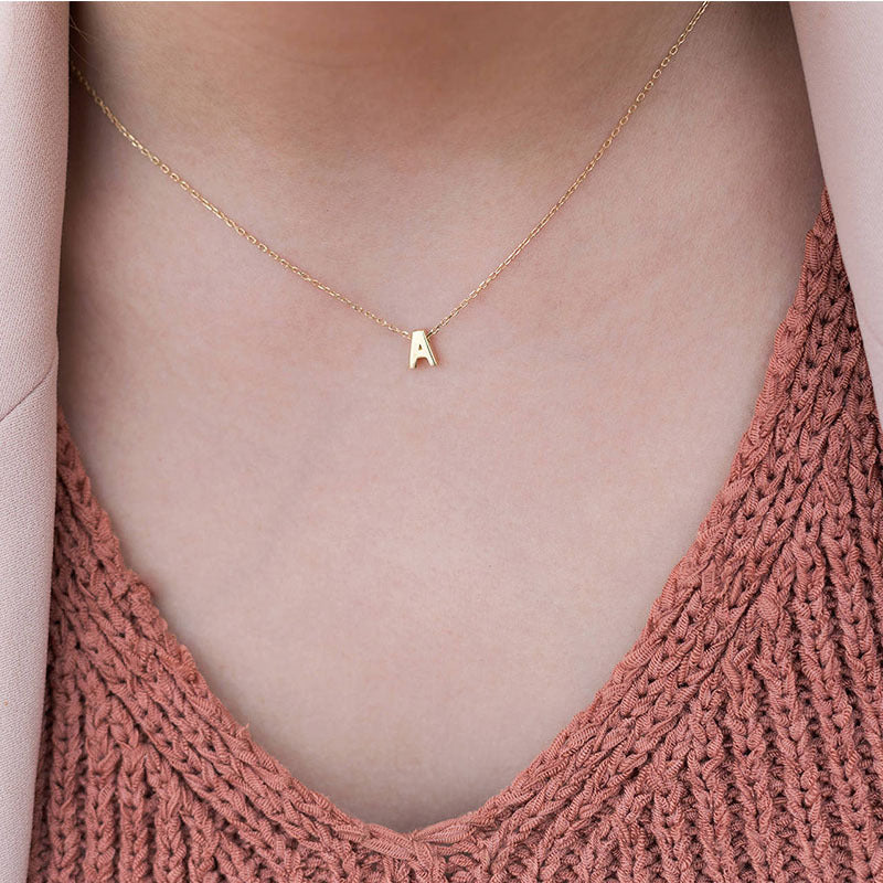 Gold Silver Color Minimalist A-Z 26 Letters Initial Necklaces For Women/ Pendant Necklace - SixtyKey new model design Dubai fashion style 2021 best price