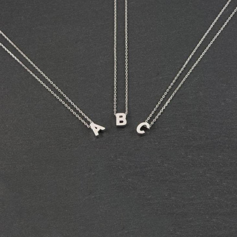 Gold Silver Color Minimalist A-Z 26 Letters Initial Necklaces For Women/ Pendant Necklace - SixtyKey new model design Dubai fashion style 2021 best price