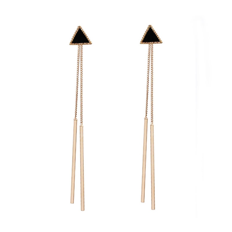 Geometric Triangle Long Tassel Bar Drop Earrings For Women - SixtyKey new model design Dubai fashion style 2021 best price