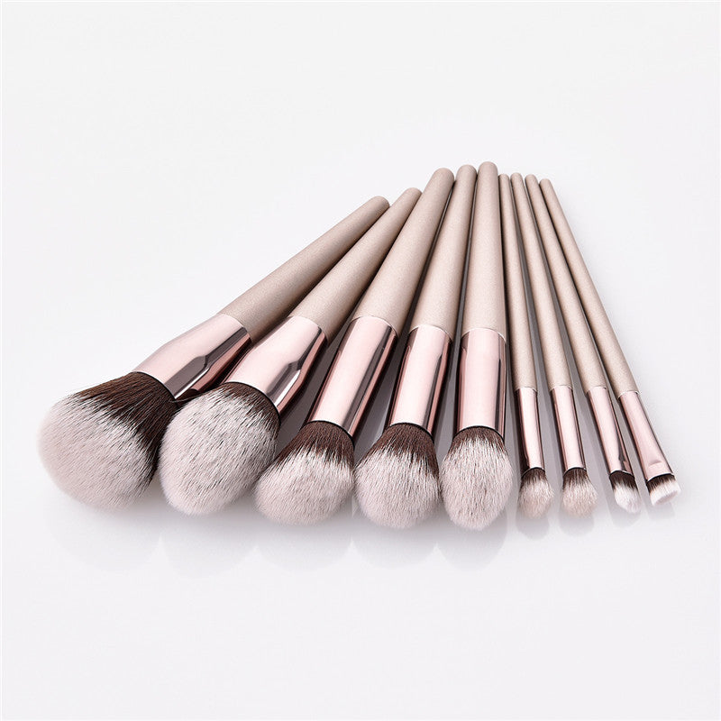 10pcs/set Champagne makeup brushes powder blush - SixtyKey new model design Dubai fashion style 2021 best price