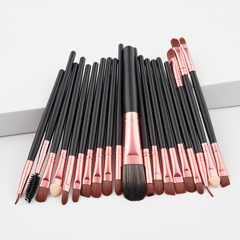 20ps cbrown/Rose Gold Make up Brush natural-synthetic hair - SixtyKey new model design Dubai fashion style 2021 best price