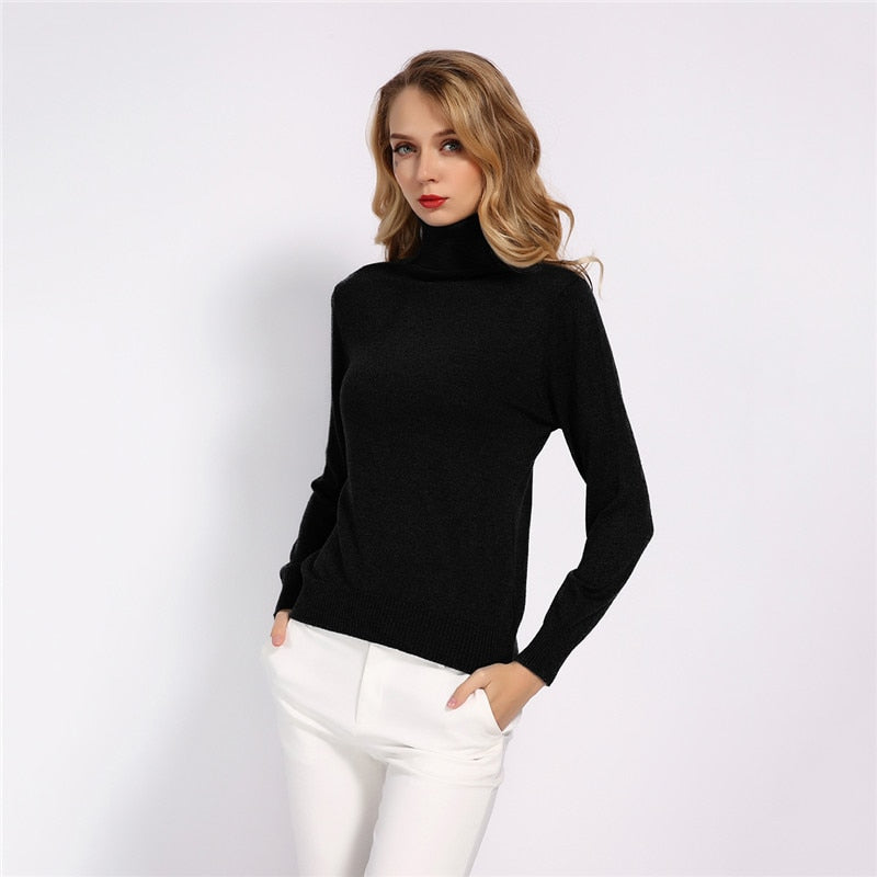 Winter Wool Turtleneck Sweater Soft Handle Warm Women Jumper - SixtyKey new model design Dubai fashion style 2021 best price