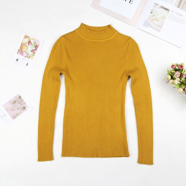 Fall New Women Turtleneck Sweater Pullover Knitted Slim Tops Casual - SixtyKey new model design Dubai fashion style 2021 best price
