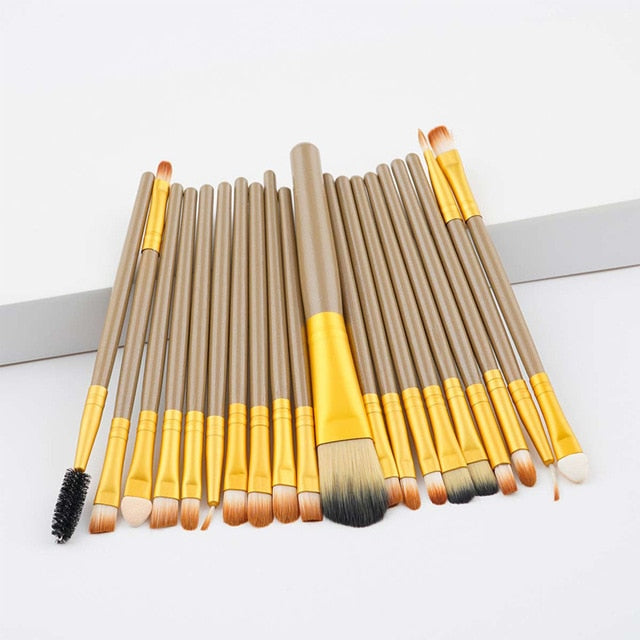 20ps cbrown/Rose Gold Make up Brush natural-synthetic hair - SixtyKey new model design Dubai fashion style 2021 best price