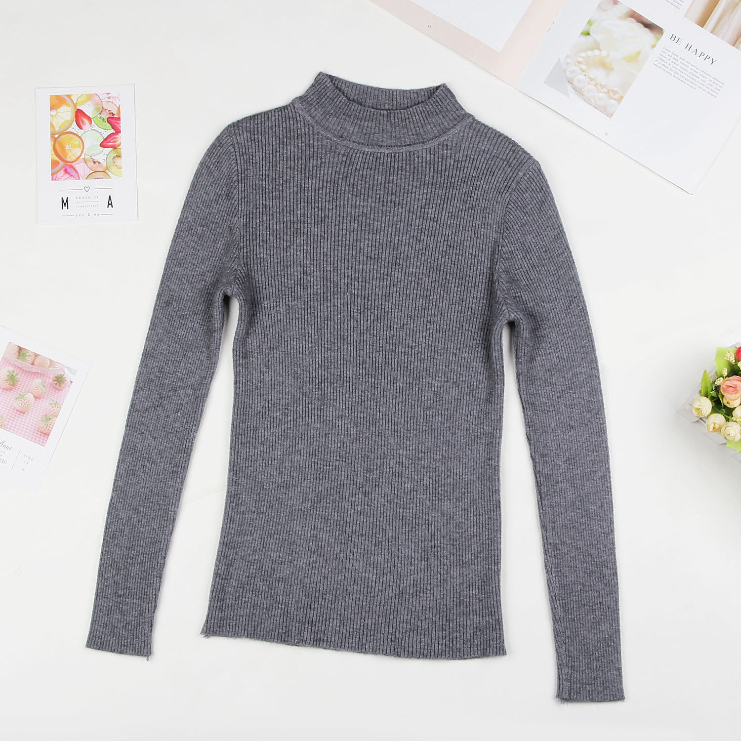 Fall New Women Turtleneck Sweater Pullover Knitted Slim Tops Casual - SixtyKey new model design Dubai fashion style 2021 best price