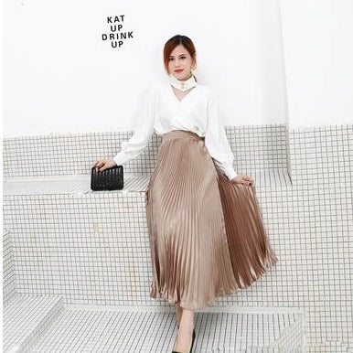 Summer Maxi Skirt High Waist Pleated - SixtyKey new model design Dubai fashion style 2021 best price