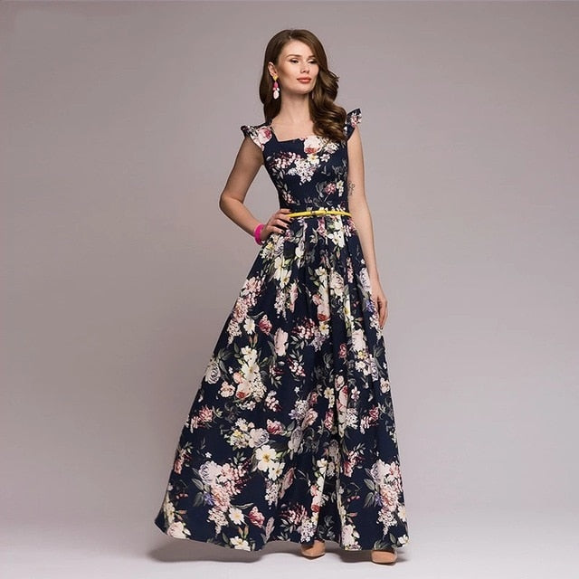 Women Printing Party Dress Sleeveless - SixtyKey new model design Dubai fashion style 2021 best price