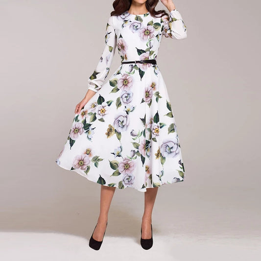 Casual Dress Wrist Sleeve Print floral - SixtyKey new model design Dubai fashion style 2021 best price