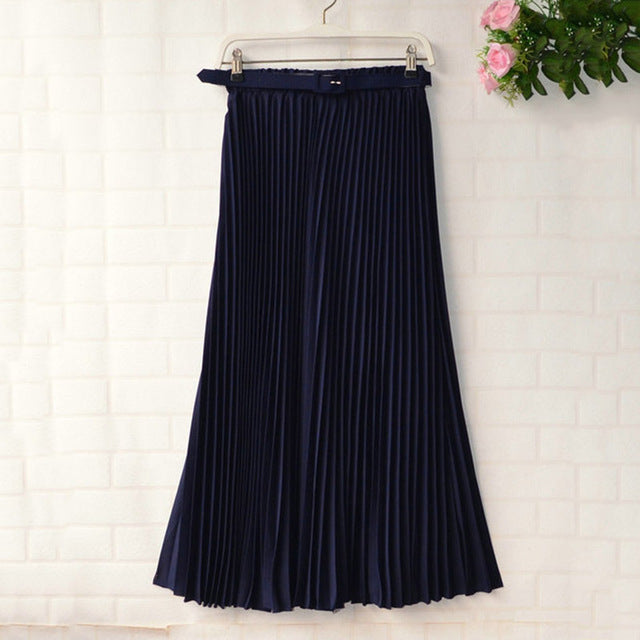Skirts with Belt High Waist Chiffon Pleated - SixtyKey new model design Dubai fashion style 2021 best price