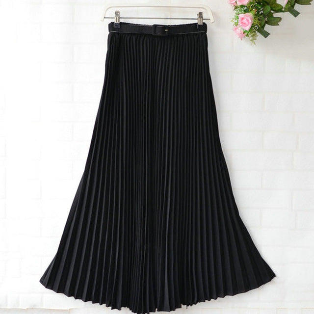 Skirts with Belt High Waist Chiffon Pleated - SixtyKey new model design Dubai fashion style 2021 best price
