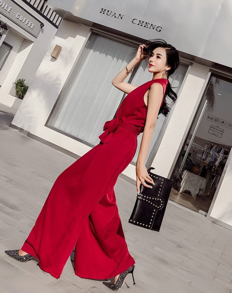 V-neck Jumpsuits Wide Leg - SixtyKey new model design Dubai fashion style 2021 best price