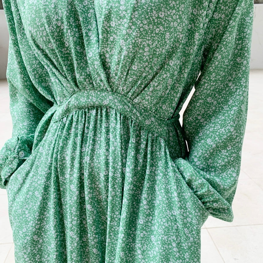Summer Dress V Neck Vintage Floral - SixtyKey new model design Dubai fashion style 2021 best price