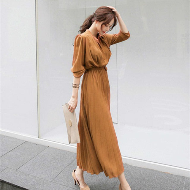 chiffon long sleeve bodycon pleated dress - SixtyKey new model design Dubai fashion style 2021 best price