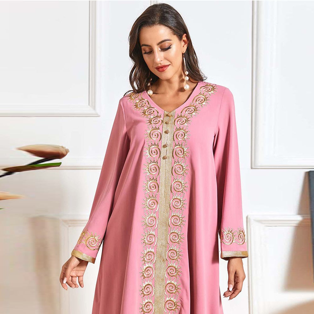 Pink Maxi Dress Cotton Robe Femme - SixtyKey new model design Dubai fashion style 2021 best price
