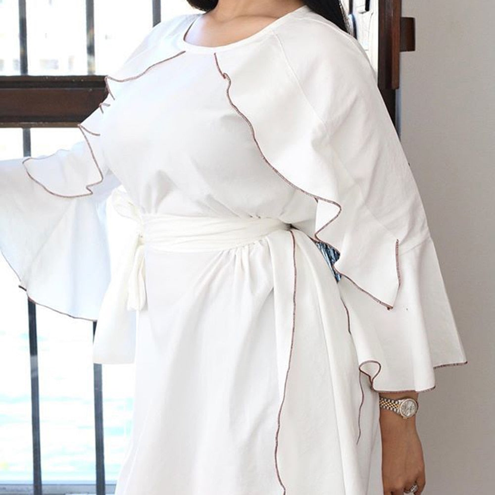 White Dress with robe European - SixtyKey new model design Dubai fashion style 2021 best price