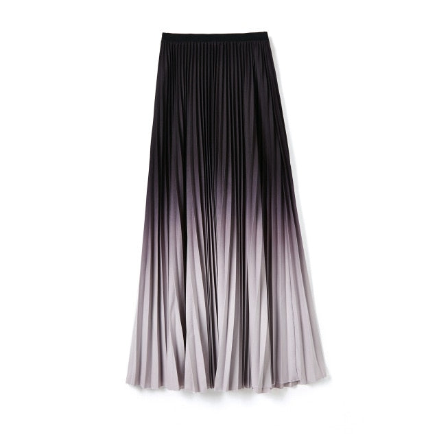 gradient Pleated skirt mid-long folded vintage color - SixtyKey new model design Dubai fashion style 2021 best price