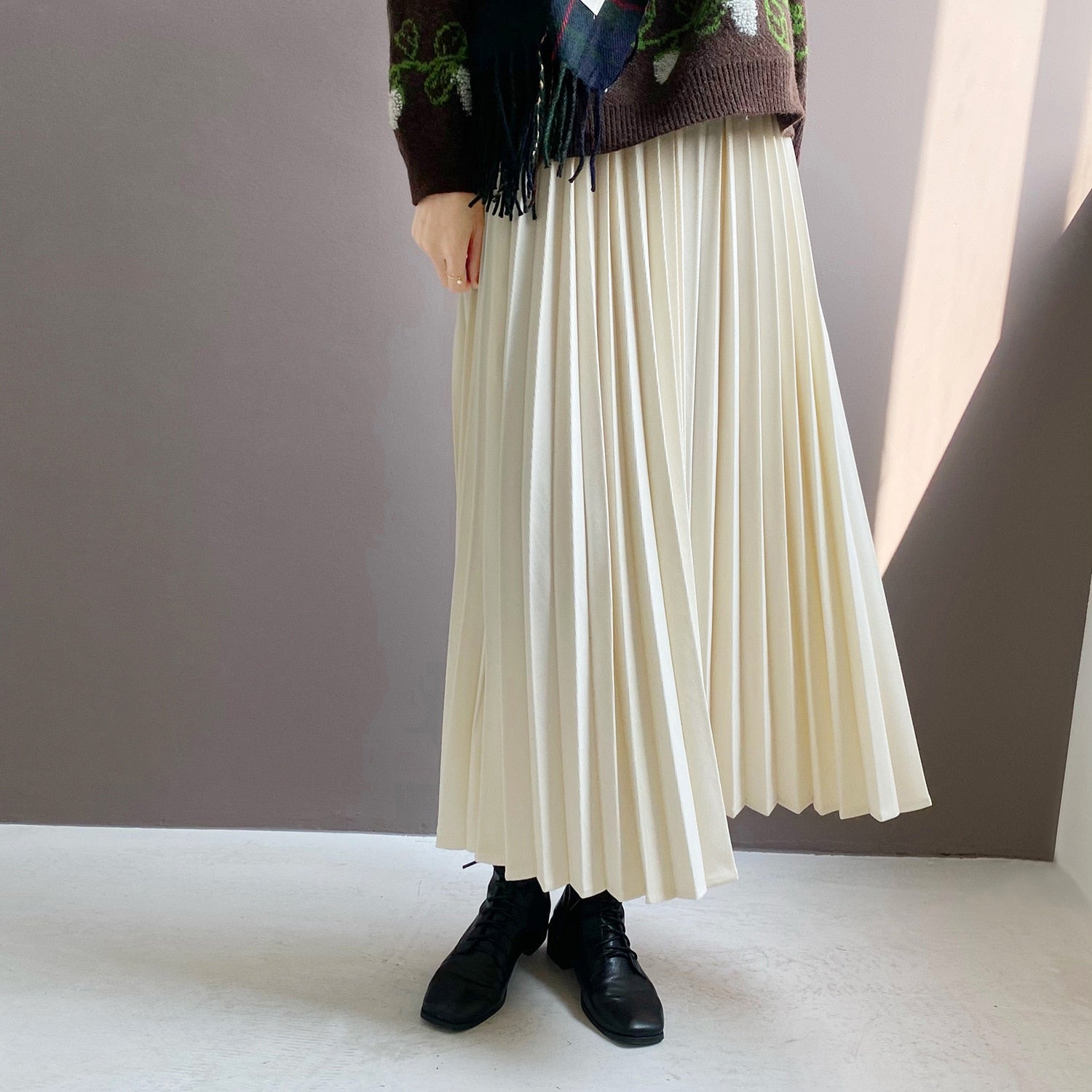 High Waist Pure Color pleated Skirt - SixtyKey new model design Dubai fashion style 2021 best price