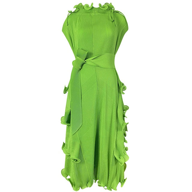 aesthetic dress shrink rope sleeveless Sashes Pleated - SixtyKey new model design Dubai fashion style 2021 best price
