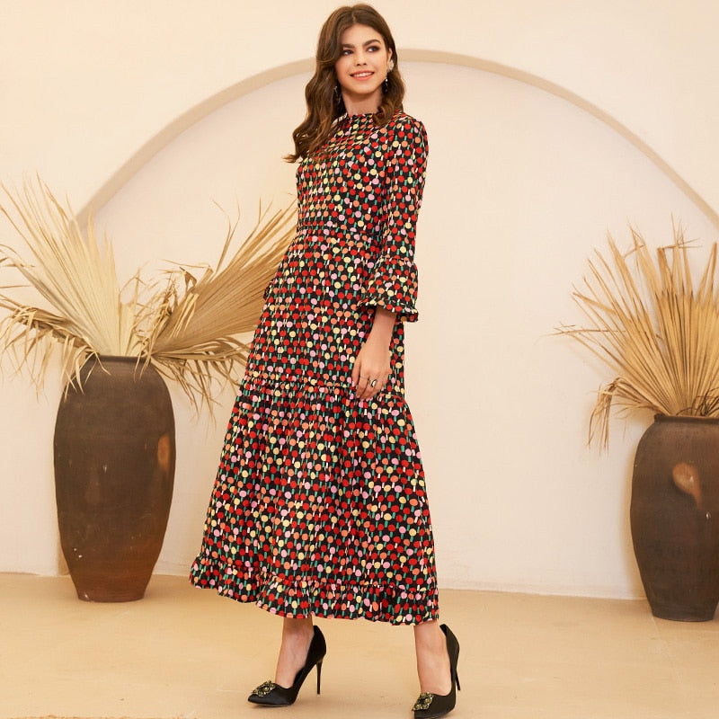 Multicolor Dress Ruffled Crepe Chiffon Flare Sleeve - SixtyKey new model design Dubai fashion style 2021 best price