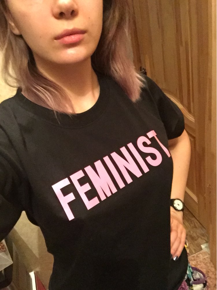FEMINIST Pink Letters Print Women Tshirt Cotton Casual t Shirt - SixtyKey new model design Dubai fashion style 2021 best price