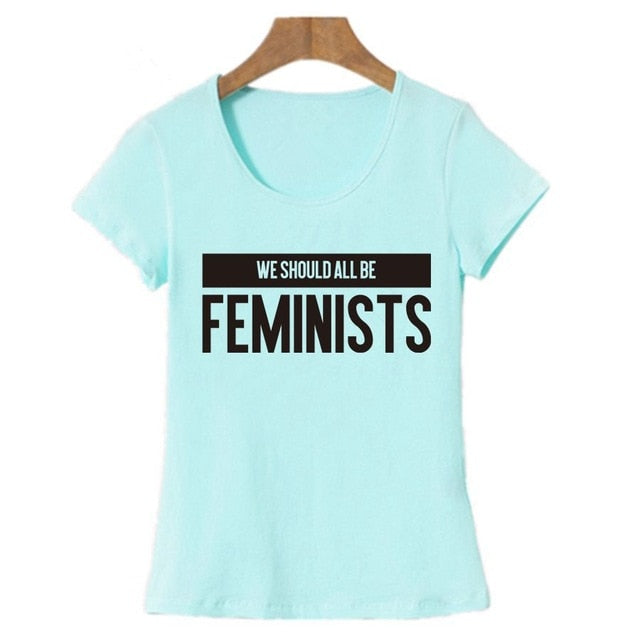 t shirt Short sleeve O Neck Feminists Letter Print t-shirt Plus size Casual tops tees - SixtyKey new model design Dubai fashion style 2021 best price