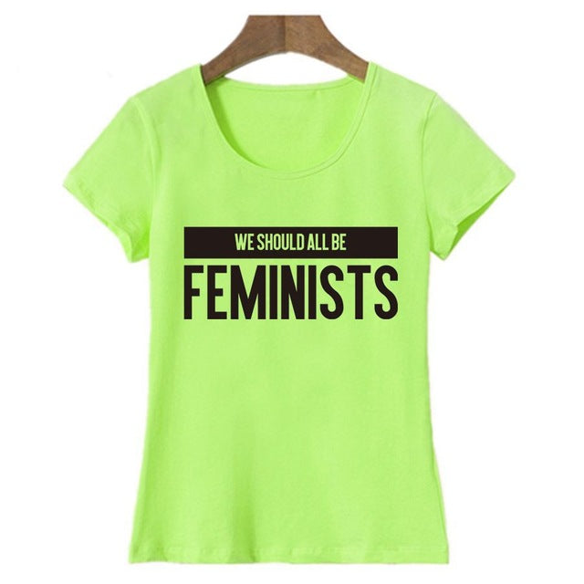 t shirt Short sleeve O Neck Feminists Letter Print t-shirt Plus size Casual tops tees - SixtyKey new model design Dubai fashion style 2021 best price