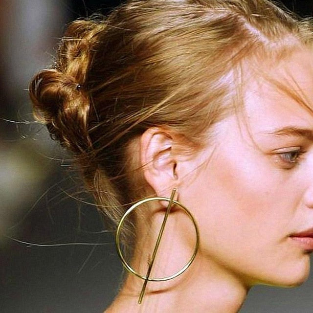 Simple Double Round Drop Earrings for women Geometric hanging Earrings - SixtyKey new model design Dubai fashion style 2021 best price