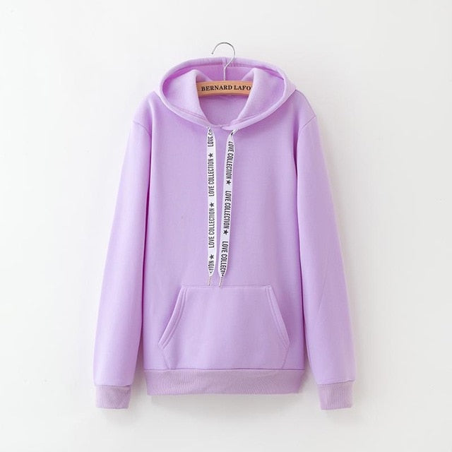 Social Harajuku Hoodies For Girls Solid Color Hooded Tops Long-sleeved Winter Velvet Thickening Coat - SixtyKey new model design Dubai fashion style 2021 best price