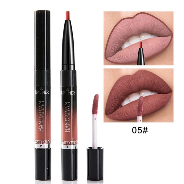 2 In 1 Lip Liner Matte Lip Pencil 14Color Waterproof Nude Color Moisturizing Lipstick Long-lasting Lips Llipliner - SixtyKey new model design Dubai fashion style 2021 best price