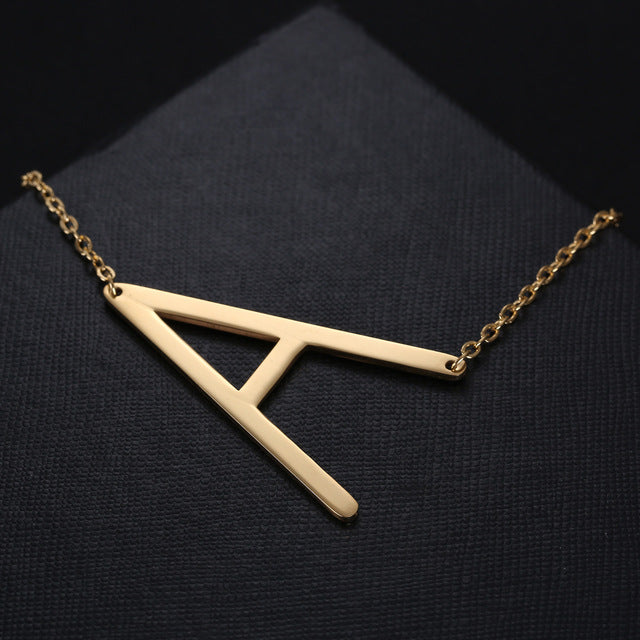 Classcial Stainless Steel Gold Silver Color A-Z Letter Initial Necklaces For Women /Letter Pendant Necklace Jewelry - SixtyKey new model design Dubai fashion style 2021 best price