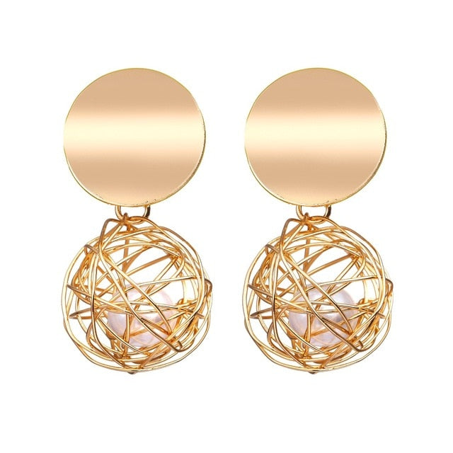 Elegant Round Metal Earrings for Women - SixtyKey new model design Dubai fashion style 2021 best price