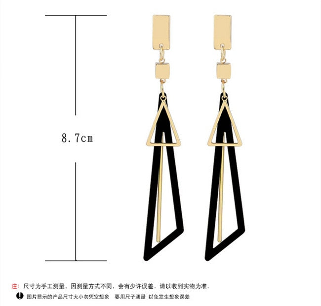 Korean Creative Long Statement Geometric Triangle Tassel Dangle Drop Earrings For Women Earings Fashion Jewelry Oorbellen Brinco - SixtyKey new model design Dubai fashion style 2021 best price