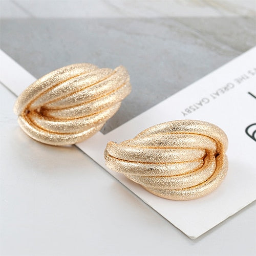 Flashbuy Gold Silver Alloy Drop Earrings For Women Exaggeration Earrings Wedding Simple Fashion Jewelry Trend Accessories - SixtyKey new model design Dubai fashion style 2021 best price
