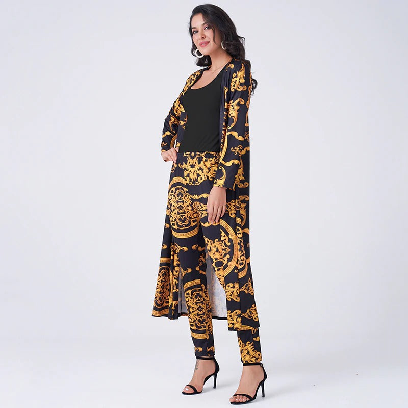 2 Pieces Set Printed Pants with Coat Suit Open Front - SixtyKey new model design Dubai fashion style 2021 best price